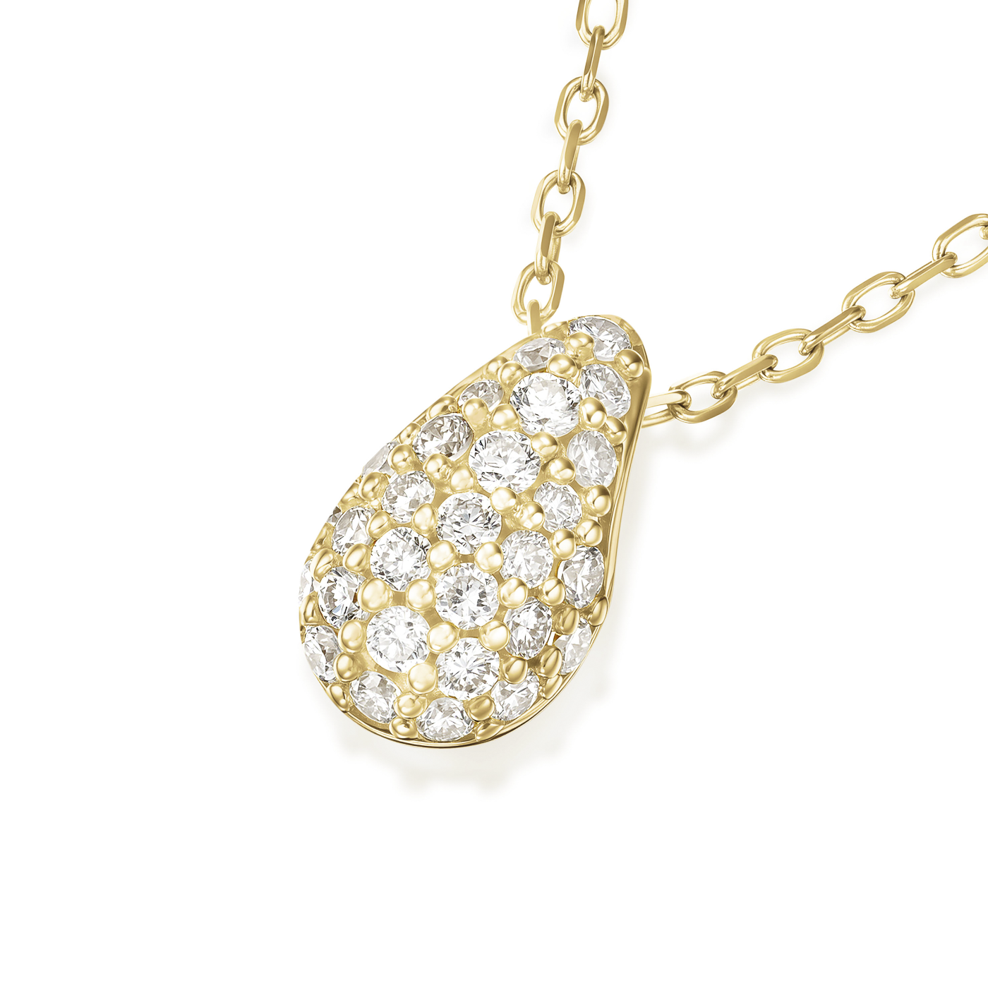 Kette syn. Diamant zus. 0,099ct. 585er Gelbgold Teardrop Pave Kette syn. Diamant zus. 0,099ct. 585er Gelbgold Teardrop Pave