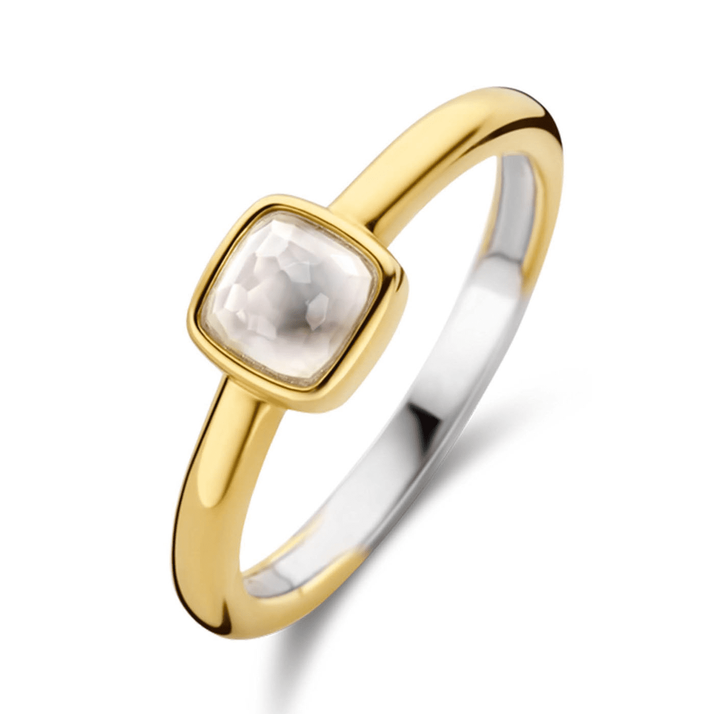 Ring Perlmutt 925er Silber gelb vergoldet 