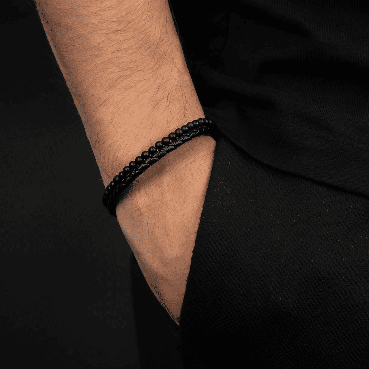 Armband Onyx Leder Tyler Armband Onyx Leder Tyler