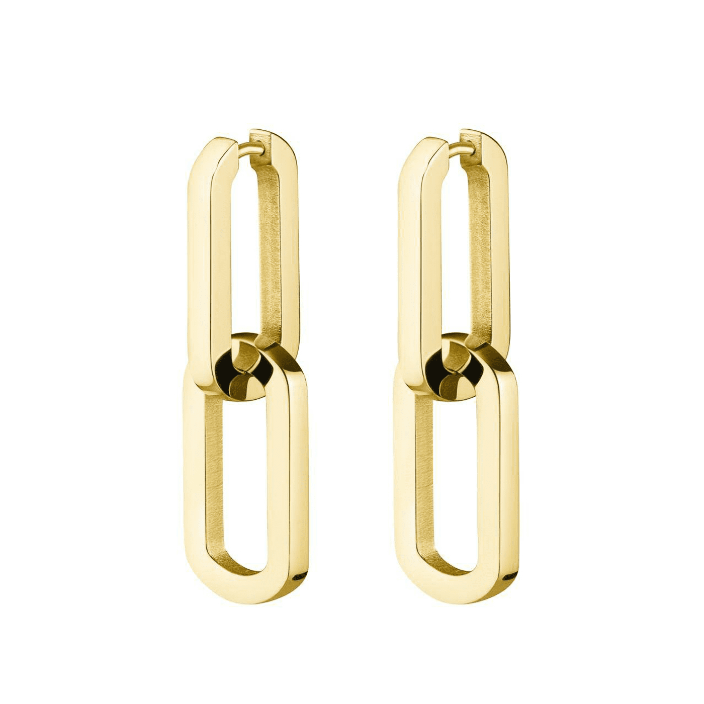 Edelstahlohrringe gelb vergoldet Dual Hoops