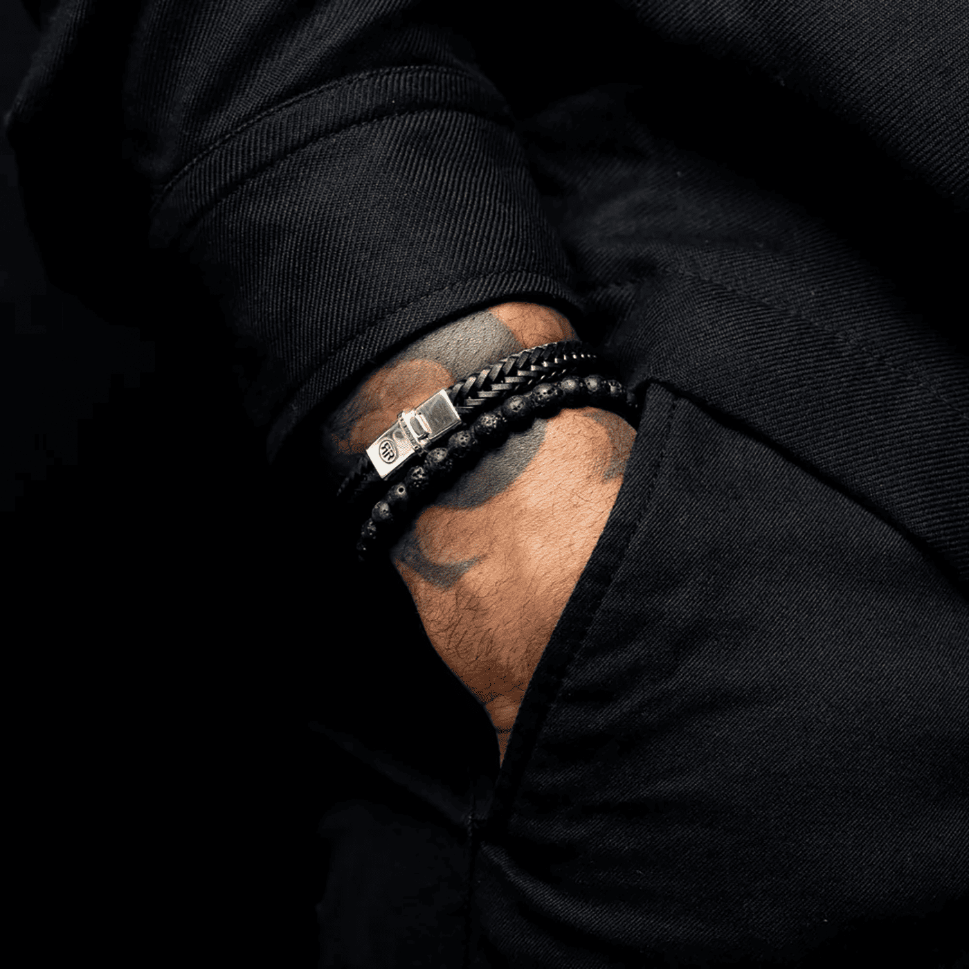 Armband Edelstahl schwarz Black Moon - All-Black