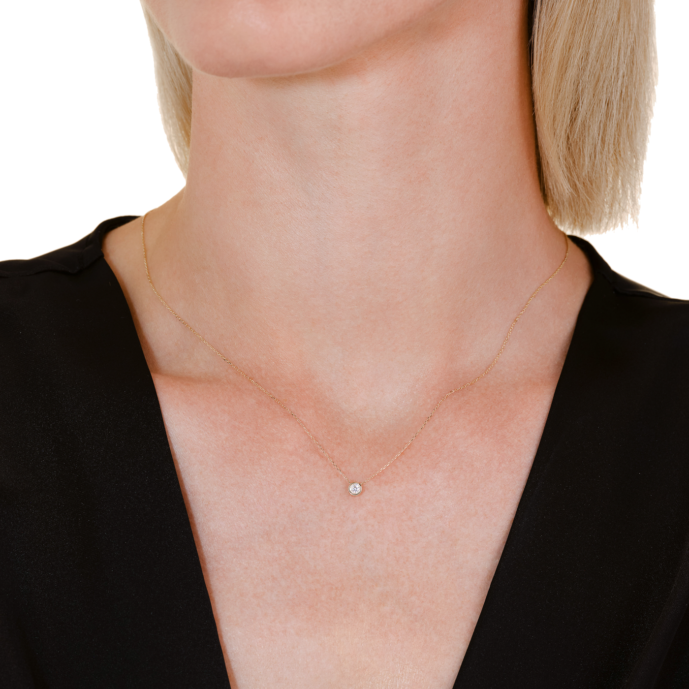 Kette syn. Diamant 0,115ct. 585er Gelbgold Solitaire Kette syn. Diamant 0,115ct. 585er Gelbgold Solitaire