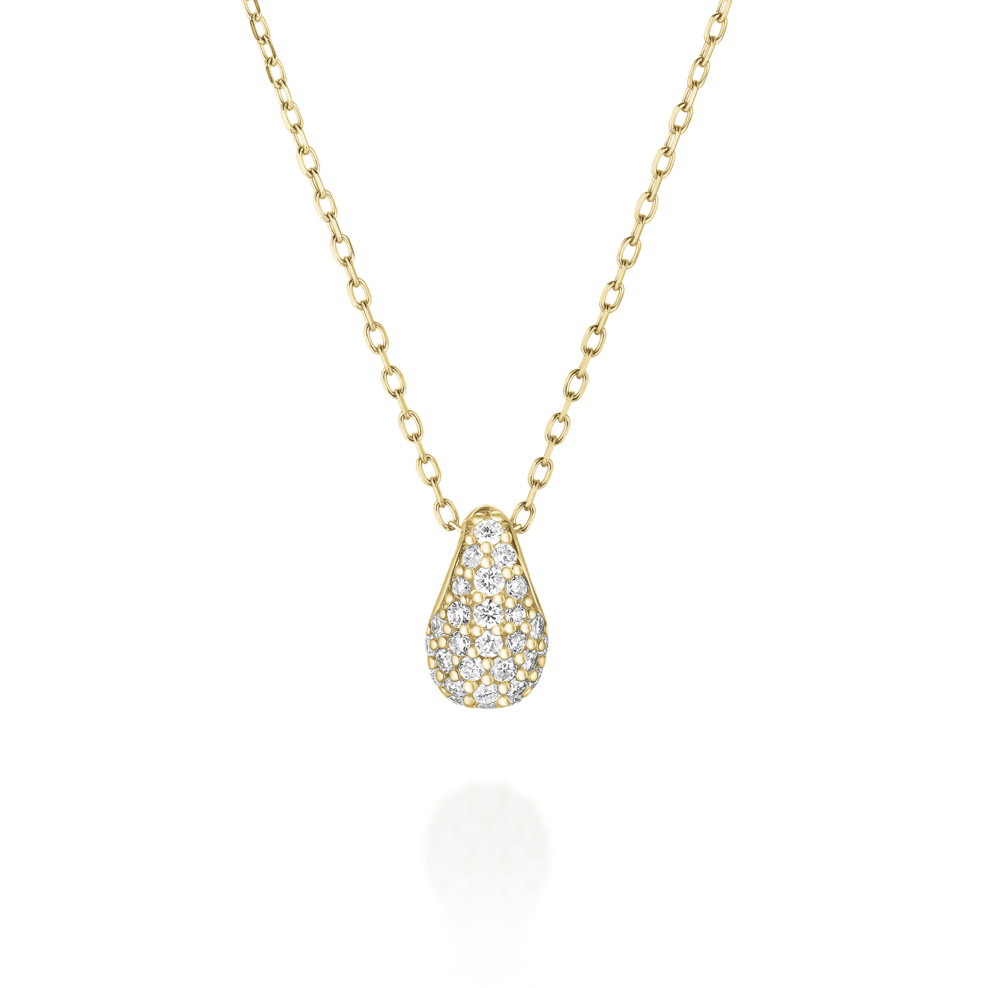 Kette syn. Diamant zus. 0,099ct. 585er Gelbgold Teardrop Pave
