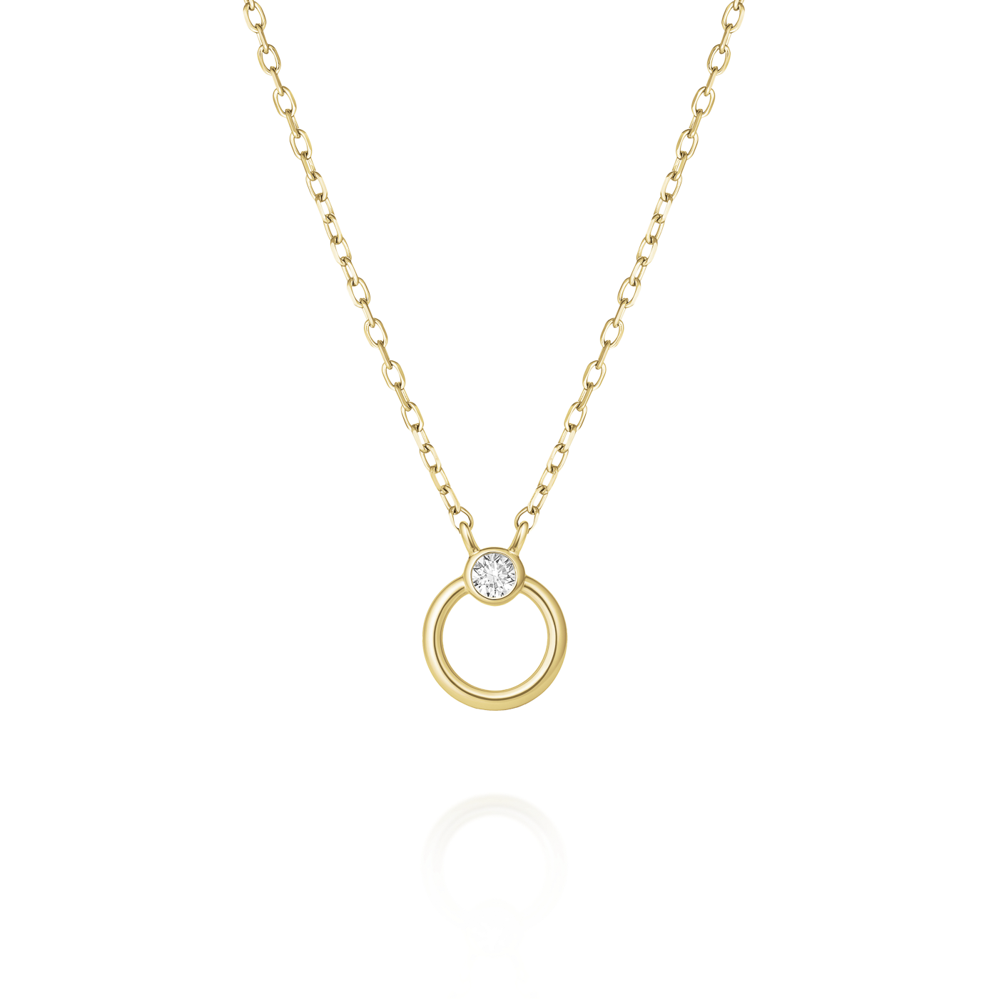 Kette syn. Diamant 0,014ct. 585er Gelbgold Open Circle