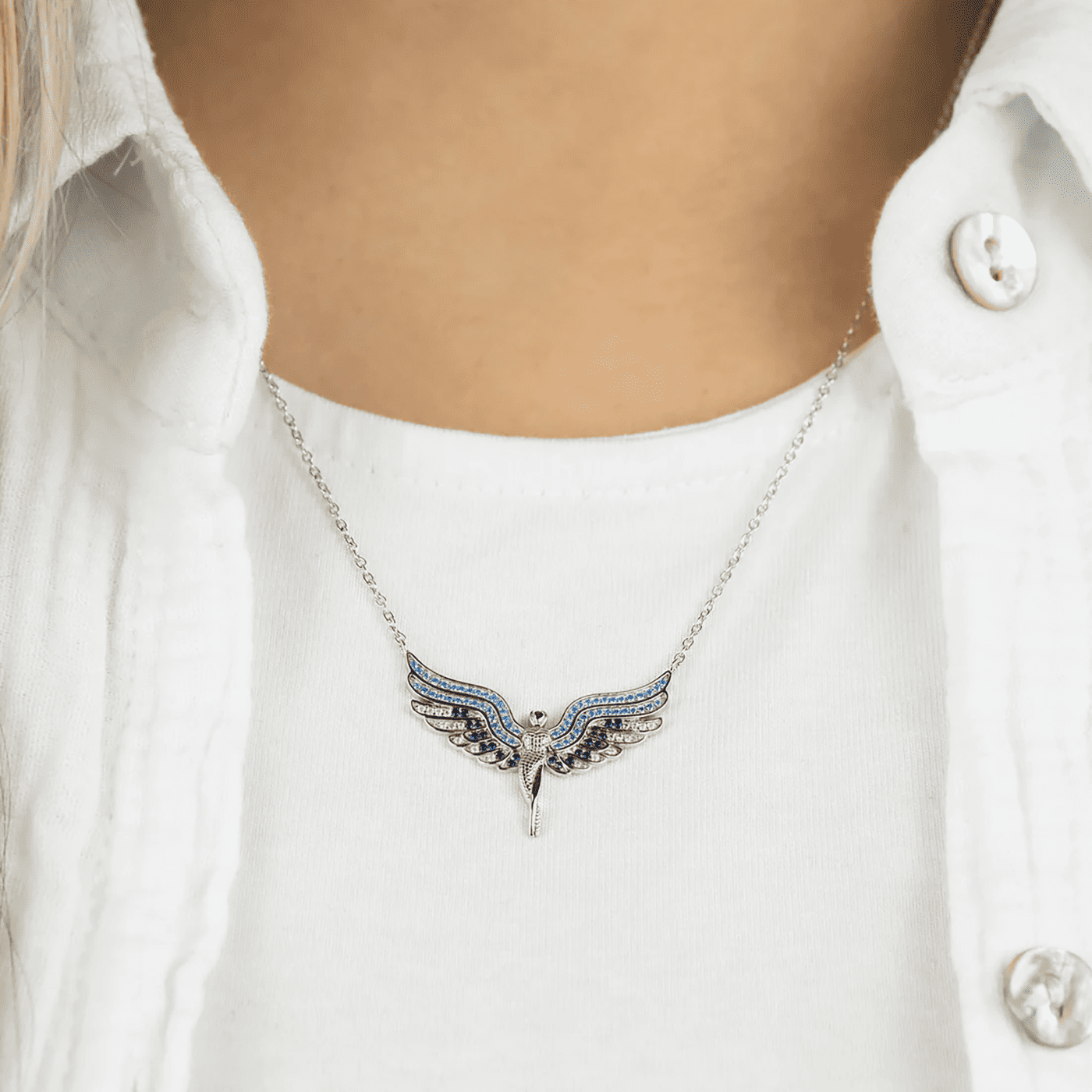 Kette Zirkonia 925er Silber Engel