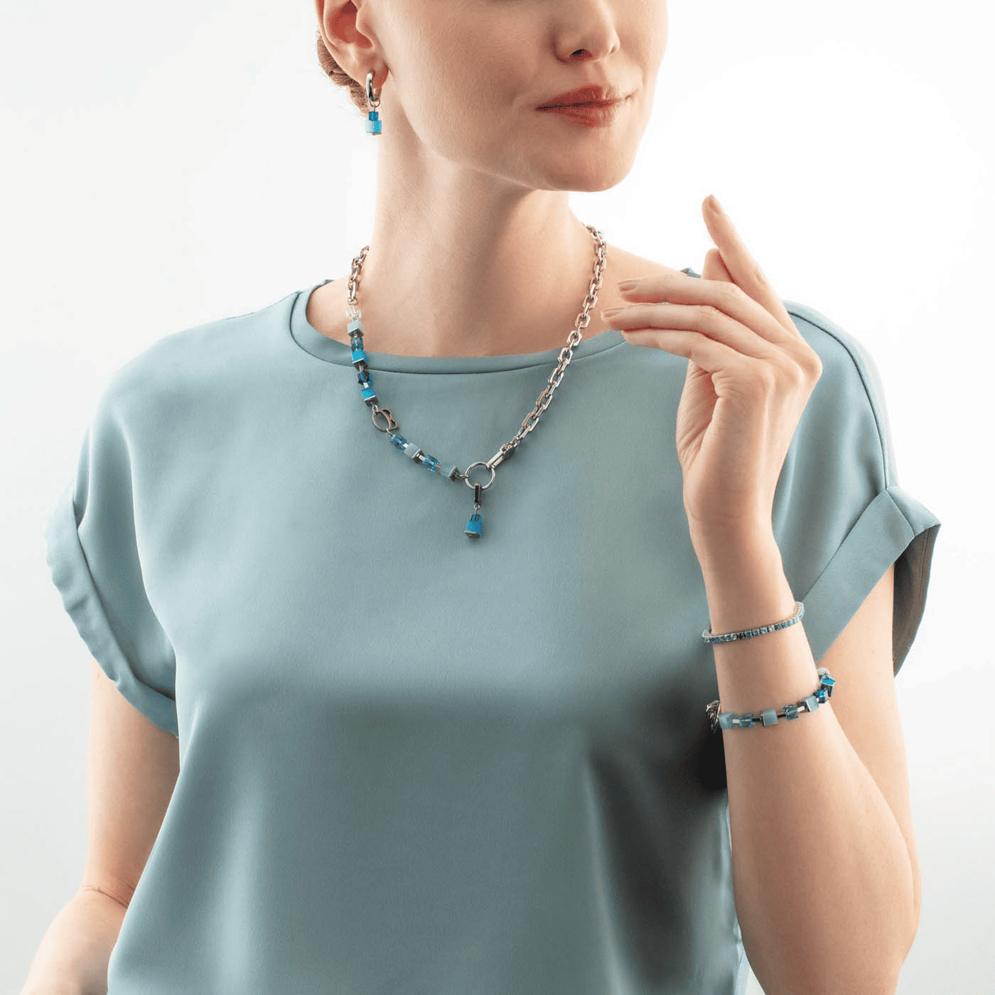 Edelsteinkette Edelstahl Cube Fusion Edelsteinkette Edelstahl Cube Fusion