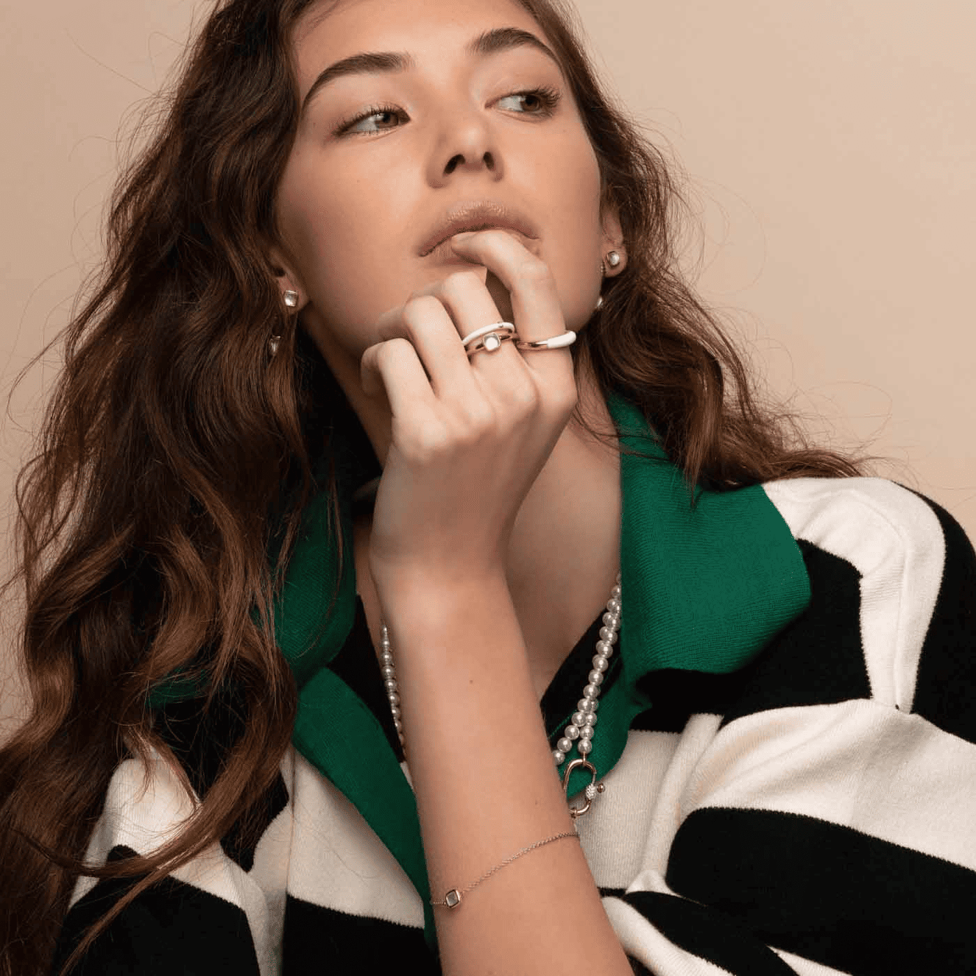 Ring Perlmutt 925er Silber gelb vergoldet 