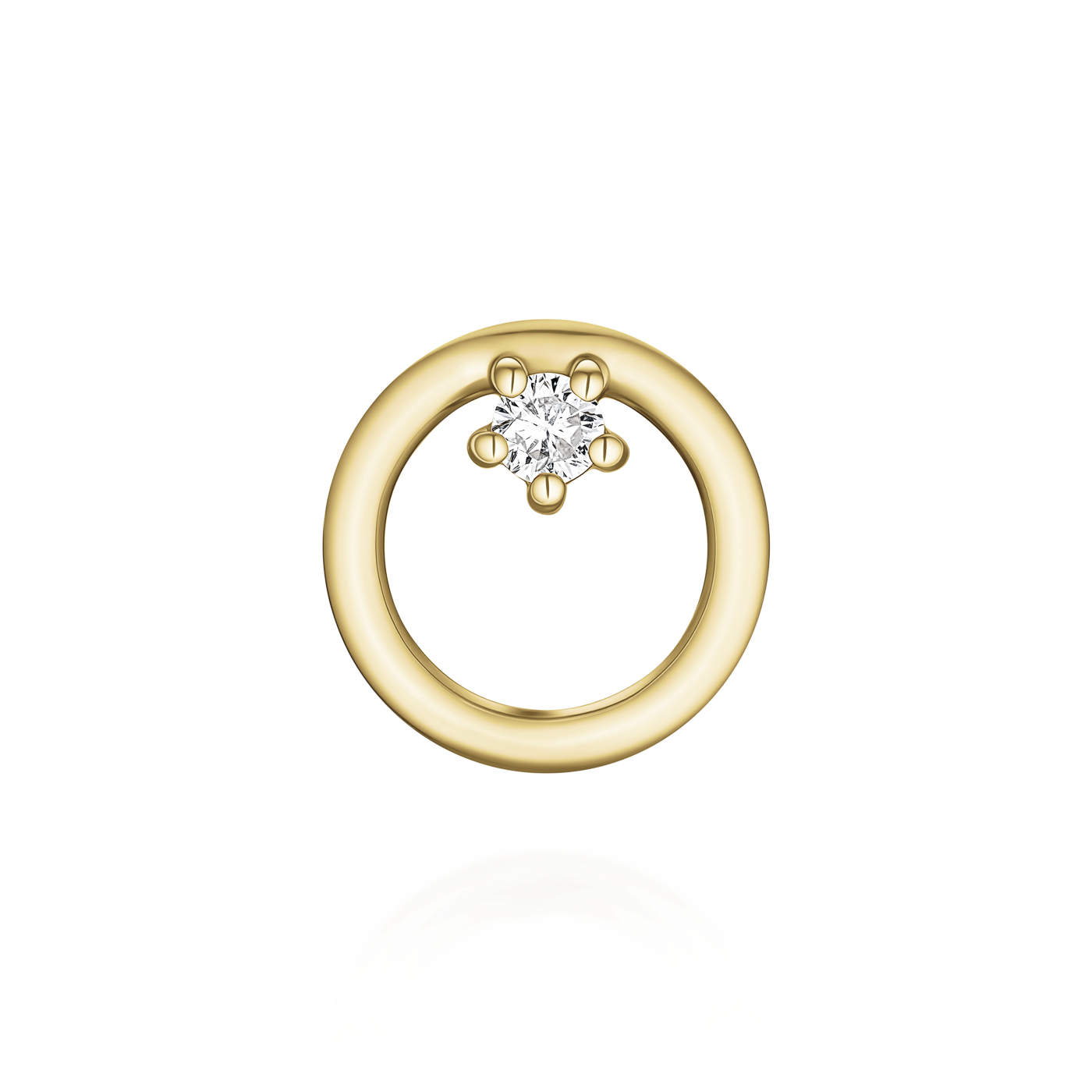 Ohrringe syn. Diamant zus. 0,03ct. 585er Gelbgold Open Circle
