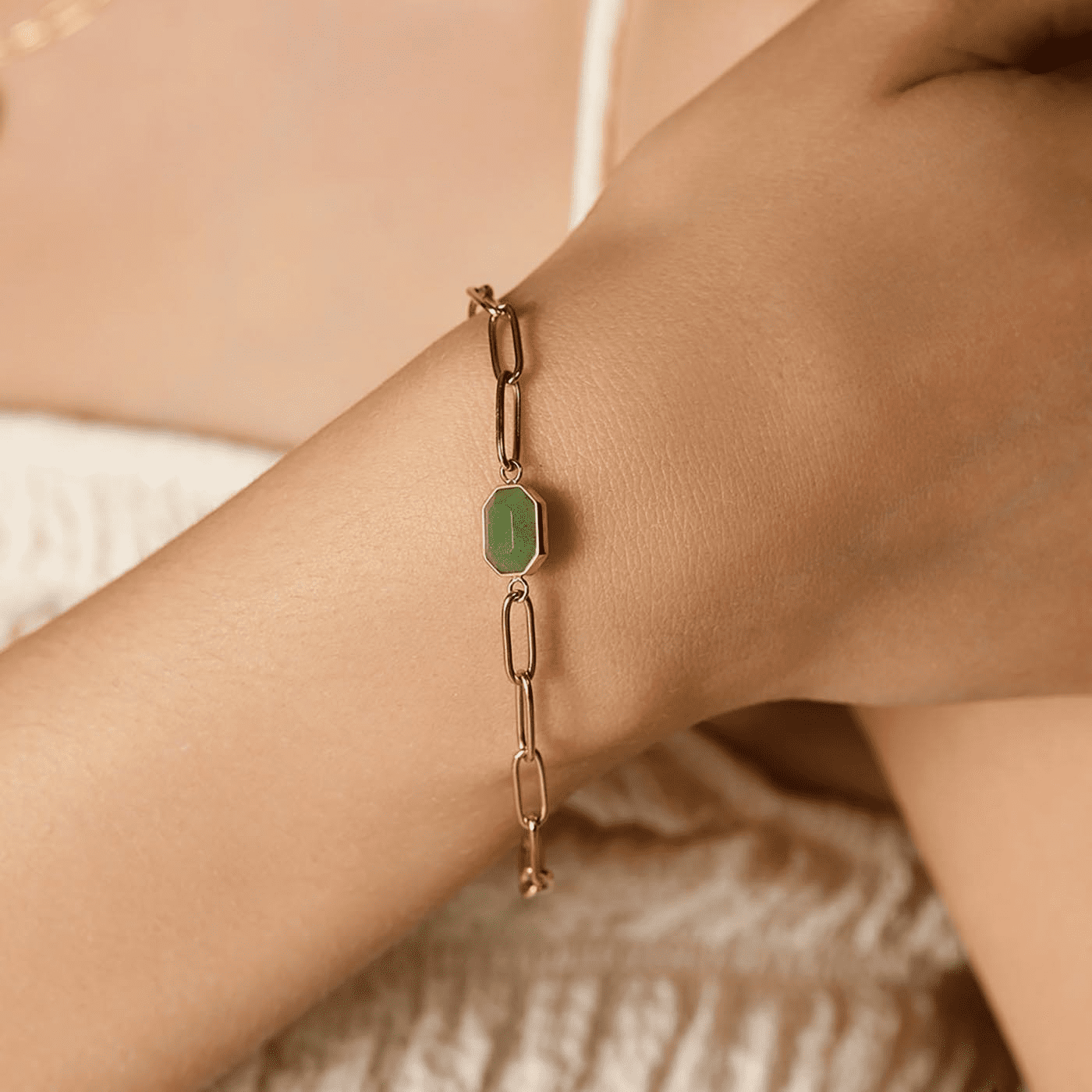 Armband Edelstahl gelb vergoldet Geometric Gemstone