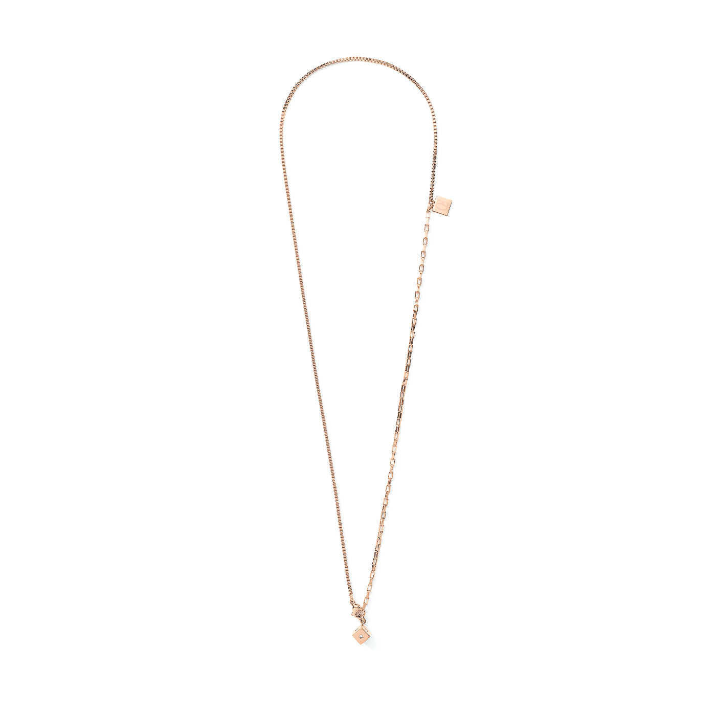 Kette Glasstein Edelstahl rosé vergoldet GeoCube®