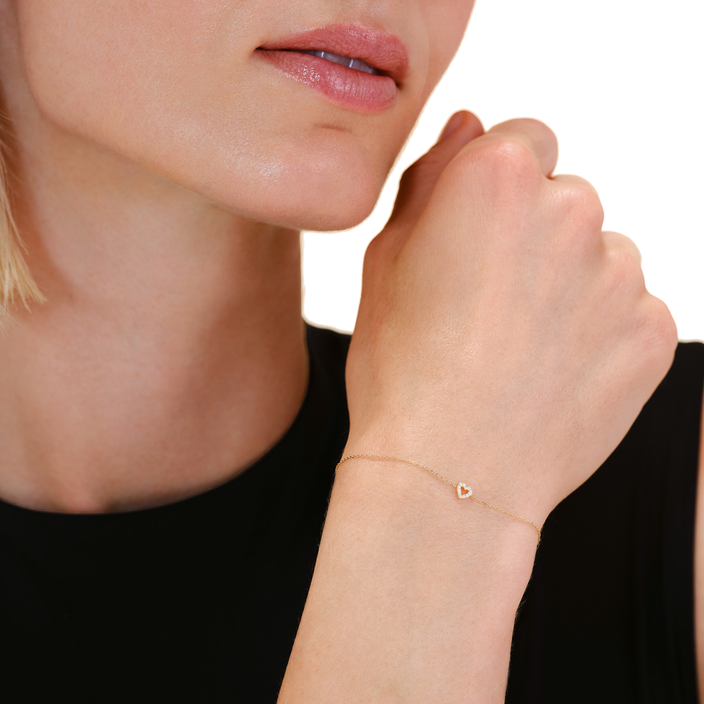Armband syn. Diamant zus. 0,028ct. 585er Gelbgold Heart Armband syn. Diamant zus. 0,028ct. 585er Gelbgold Heart