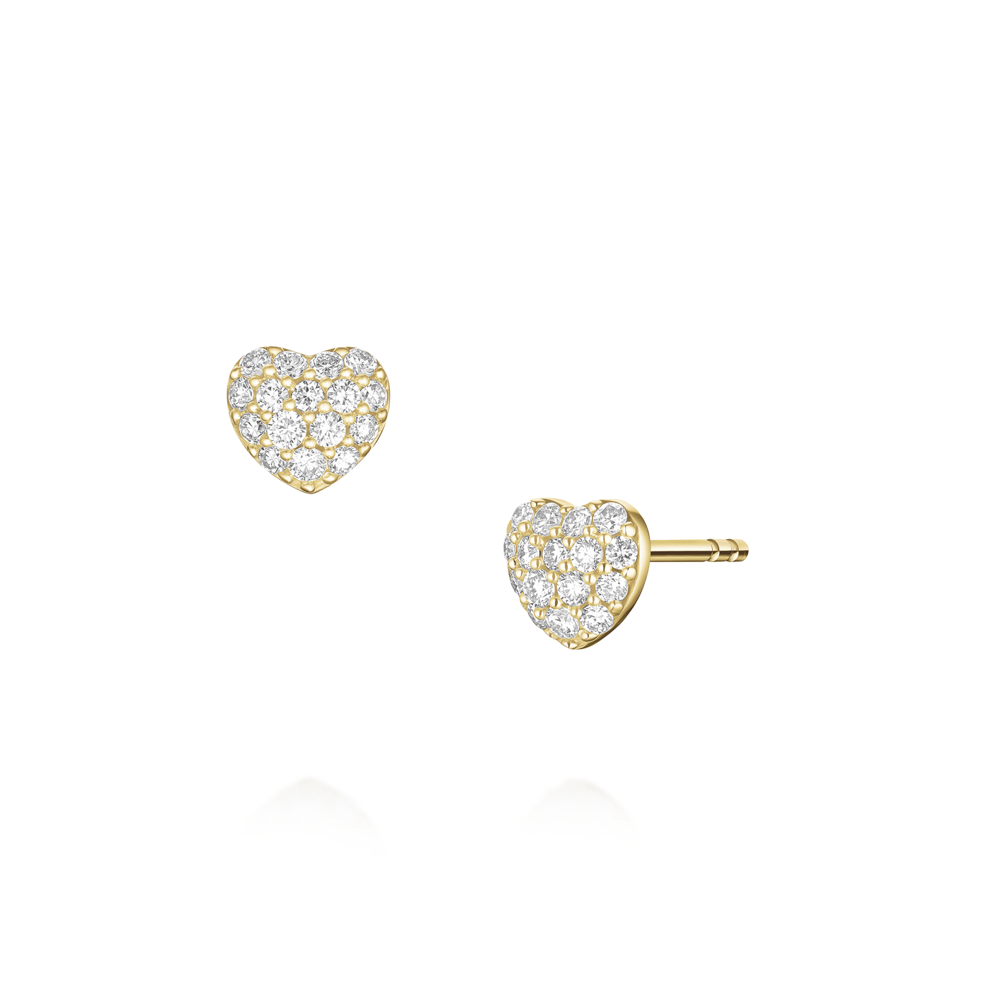 Ohrringe syn. Diamant zus. 0,125ct. 585er Gelbgold Heart Pave