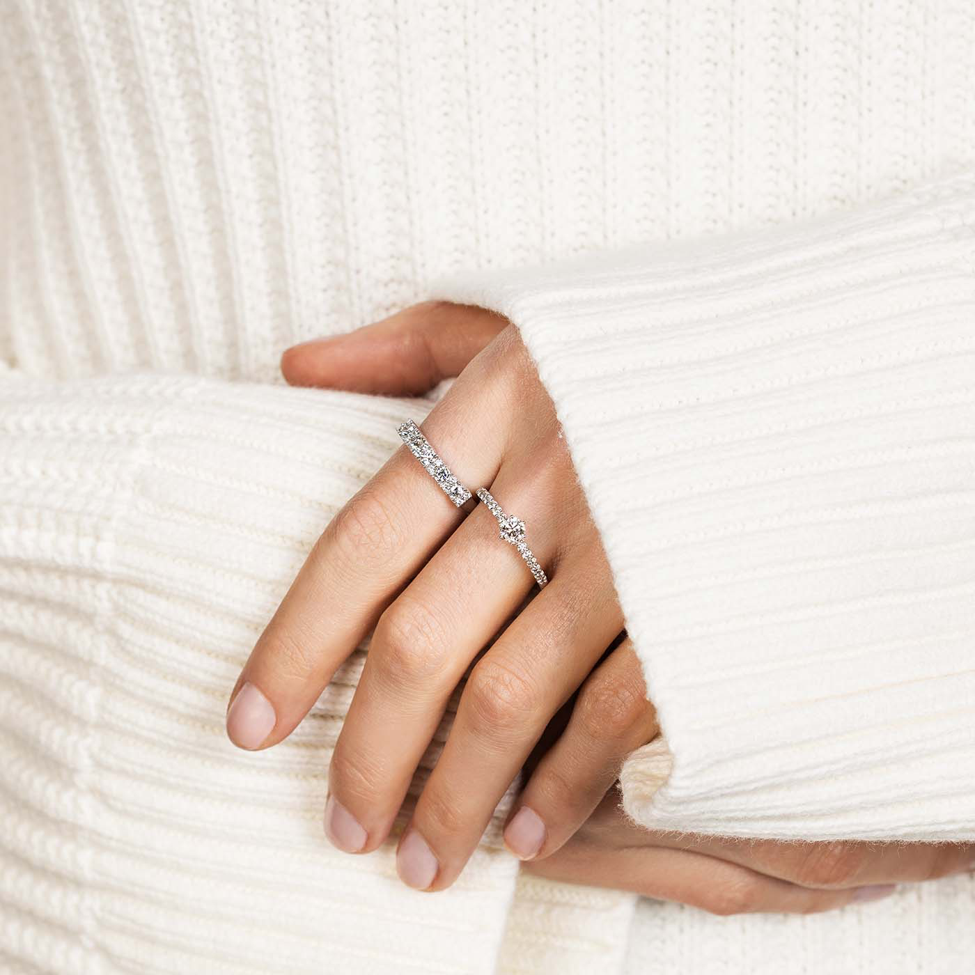 Ring Diamant zus. ca. 0,50 ct. 585er Weißgold Princess