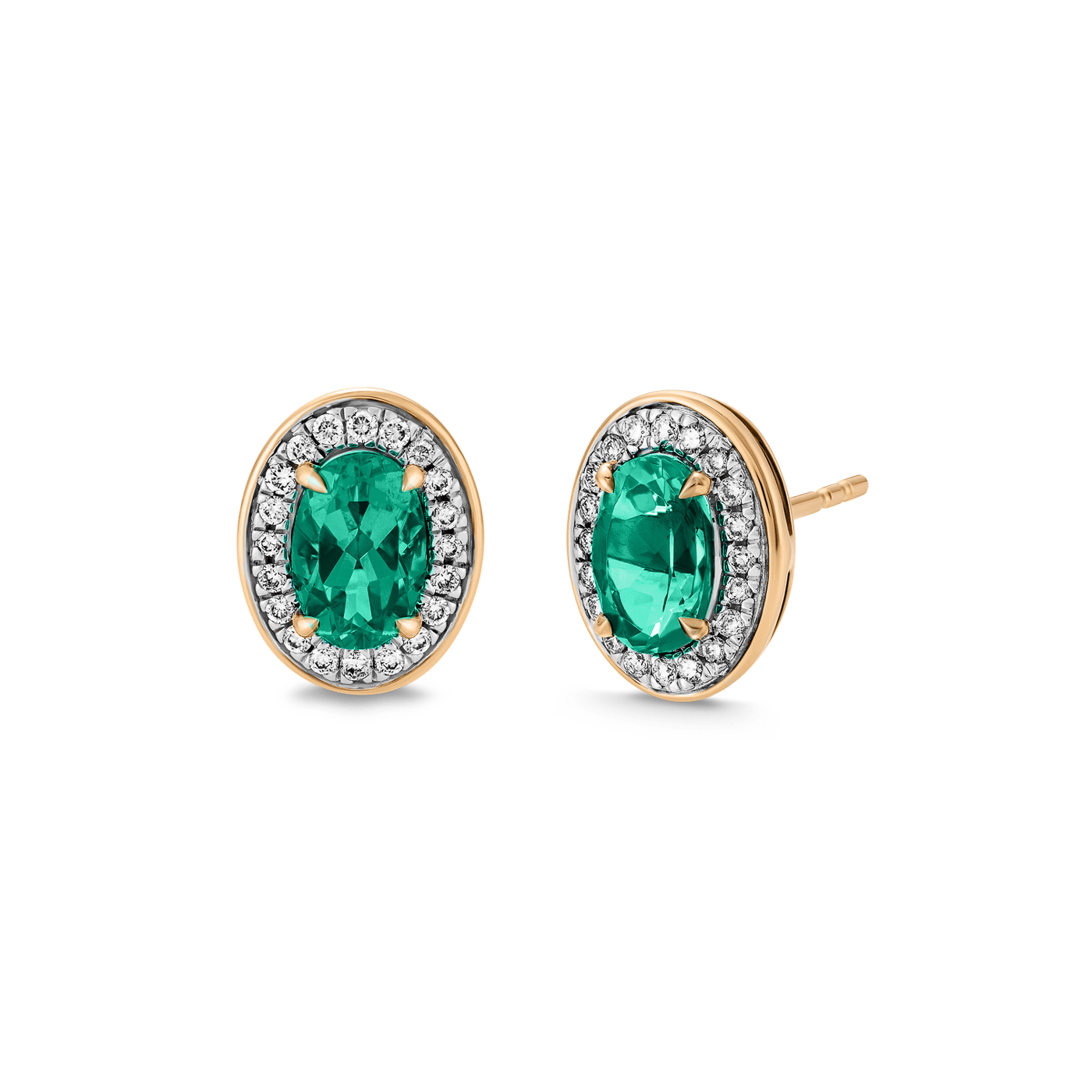 Ohrringe Smaragd + Diamant zus. ca. 0,12ct. 375er Gelbgold Ohrringe Smaragd + Diamant zus. ca. 0,12ct. 375er Gelbgold