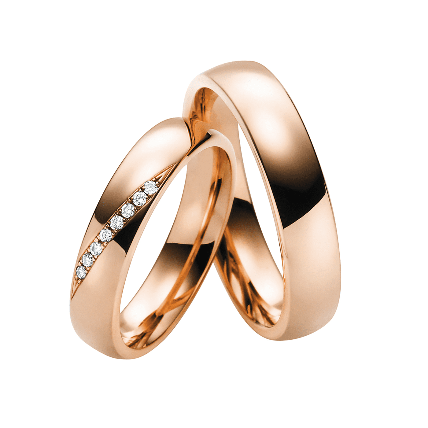 Trauring zus. ca. 0,06 ct. 585er Rotgold Florenz Trauring zus. ca. 0,06 ct. 585er Rotgold Florenz