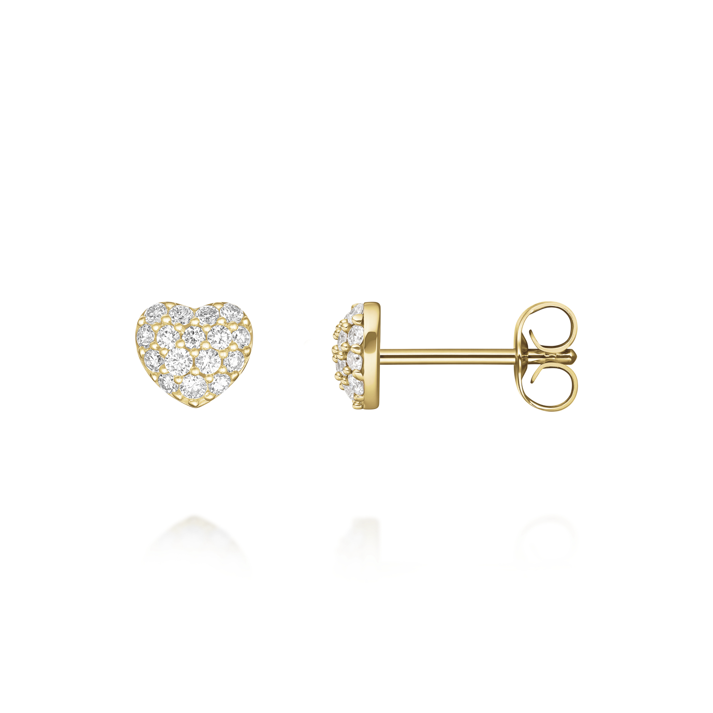 Ohrringe syn. Diamant zus. 0,125ct. 585er Gelbgold Heart Pave Ohrringe syn. Diamant zus. 0,125ct. 585er Gelbgold Heart Pave