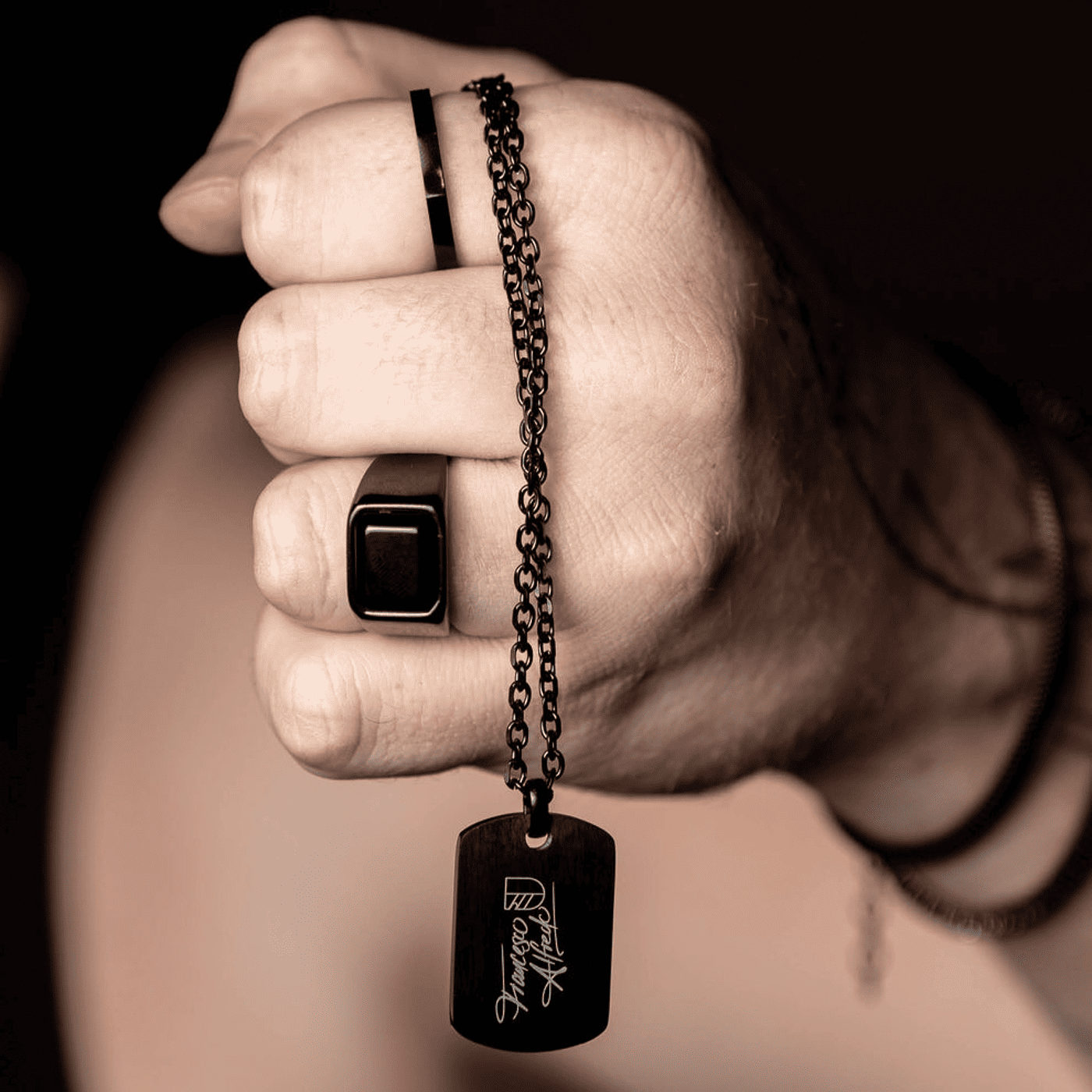 Ring Onyx Edelstahl schwarz Francesco Ring Onyx Edelstahl schwarz Francesco