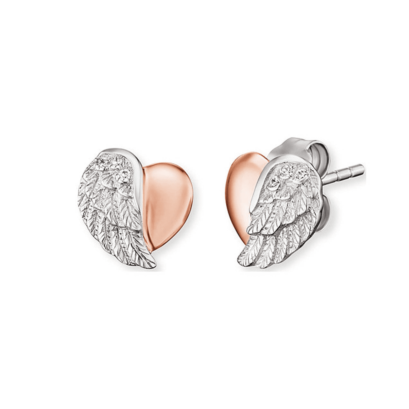 Ohrringe Zirkonia 925er Silber bicolor Herzflügel Ohrringe Zirkonia 925er Silber bicolor Herzflügel