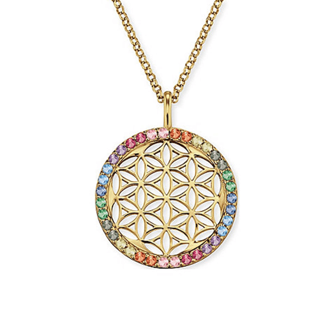 Kette Zirkonia 925er Silber gelb vergoldet Lebensblume Kette Zirkonia 925er Silber gelb vergoldet Lebensblume