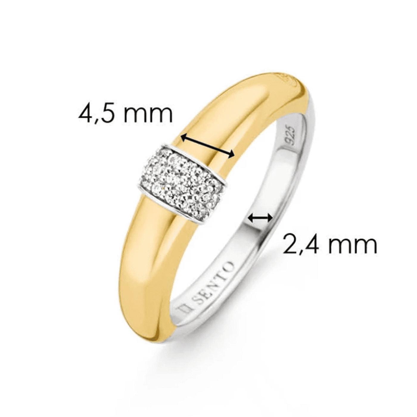 Ring Zirkonia 925er Silber bicolor Vintage Elegance