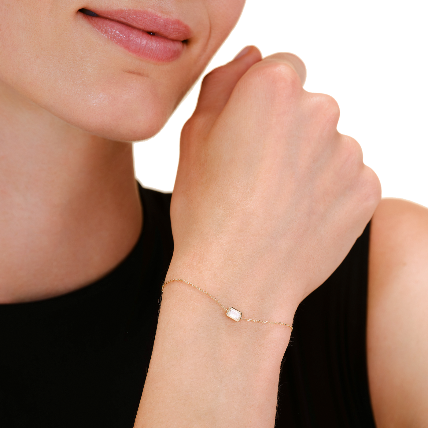 Armband syn. Diamant 0,311ct. 585er Gelbgold Eterna Square