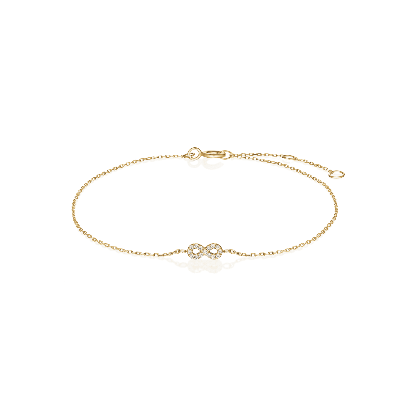 Armband syn. Diamant zus. 0,031ct. 585er Gelbgold Infinity Armband syn. Diamant zus. 0,031ct. 585er Gelbgold Infinity