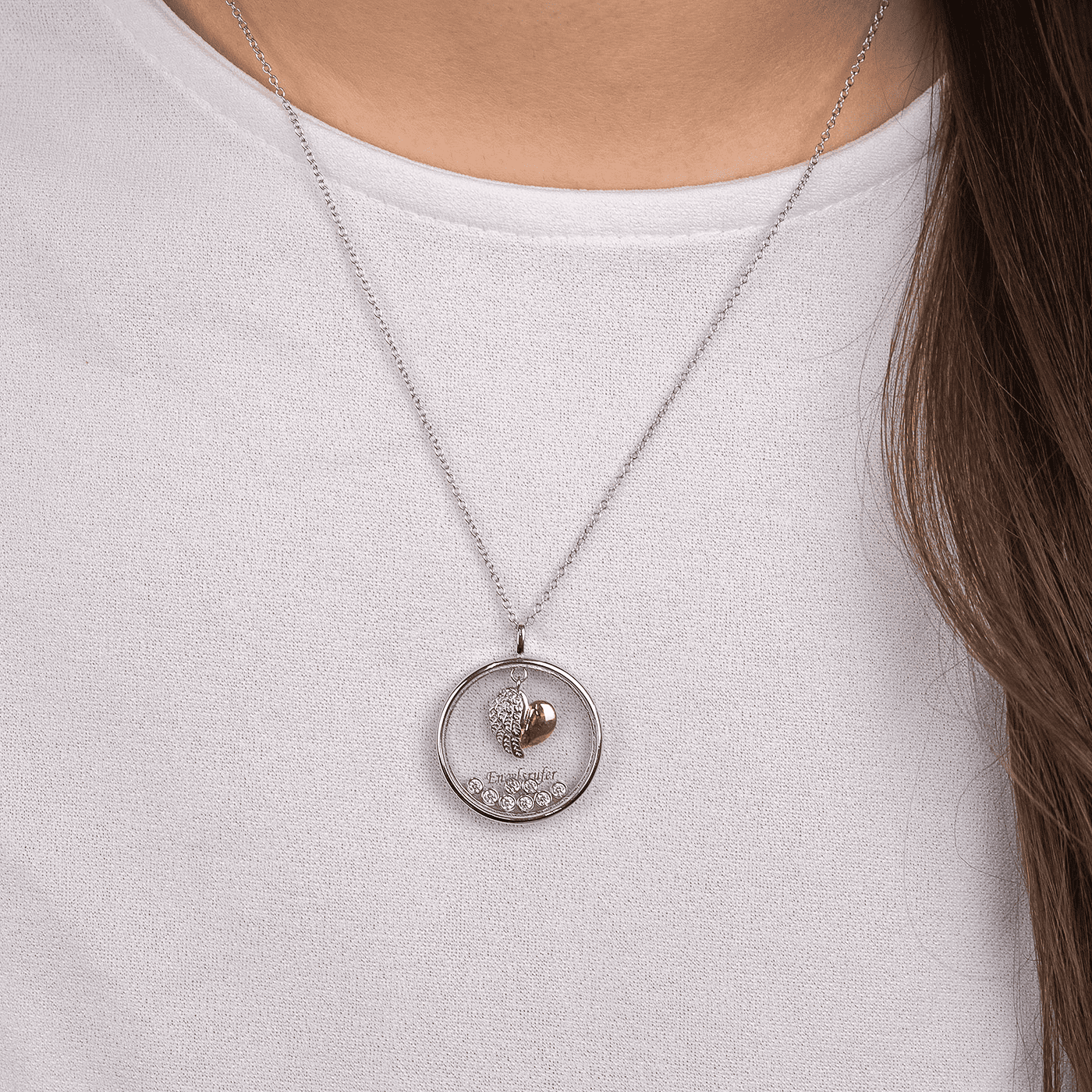 Kette Zirkonia 925er Silber bicolor Flügel