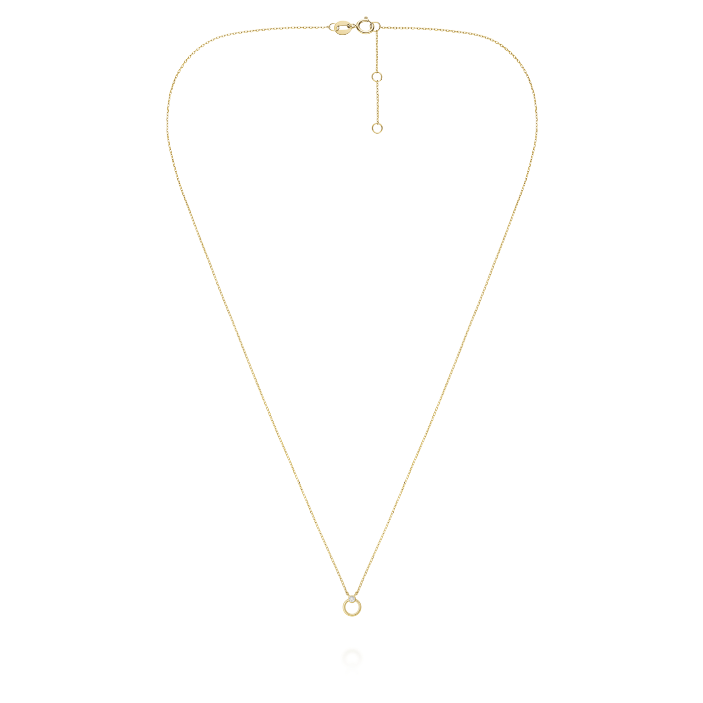 Kette syn. Diamant 0,014ct. 585er Gelbgold Open Circle
