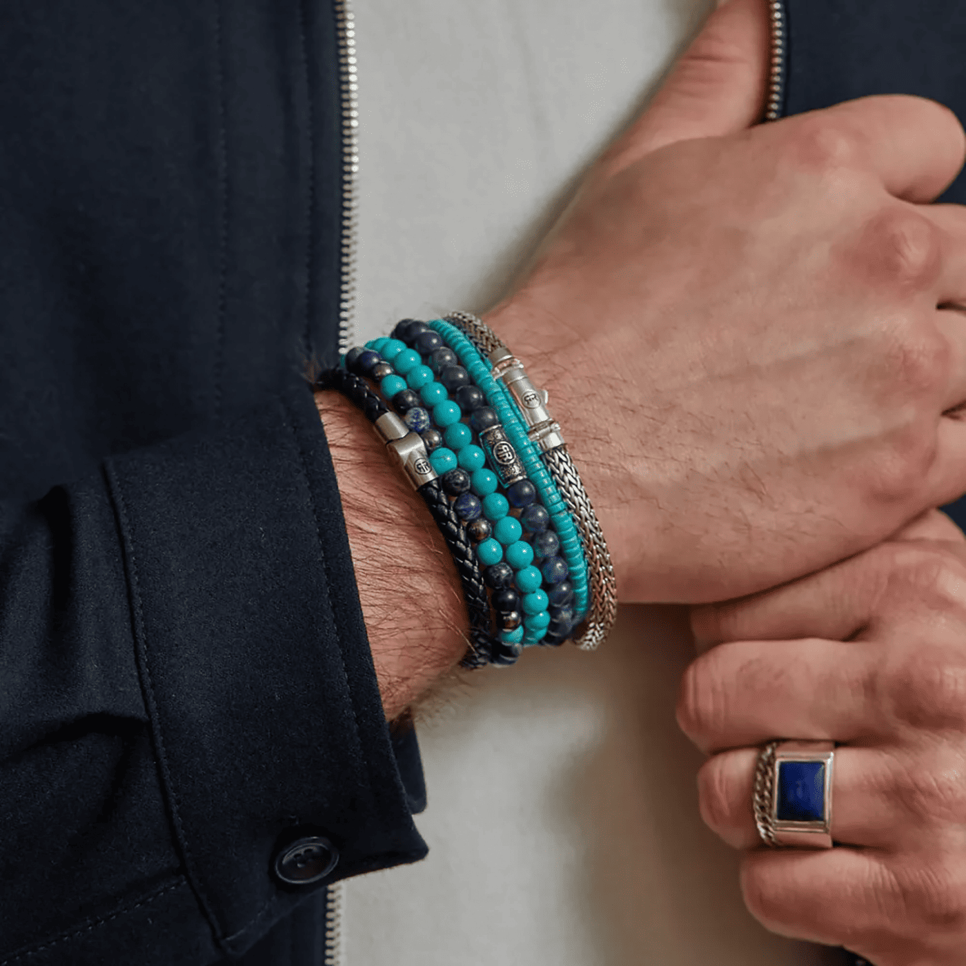 Armband Edelstahl Midnight Blue Vintage