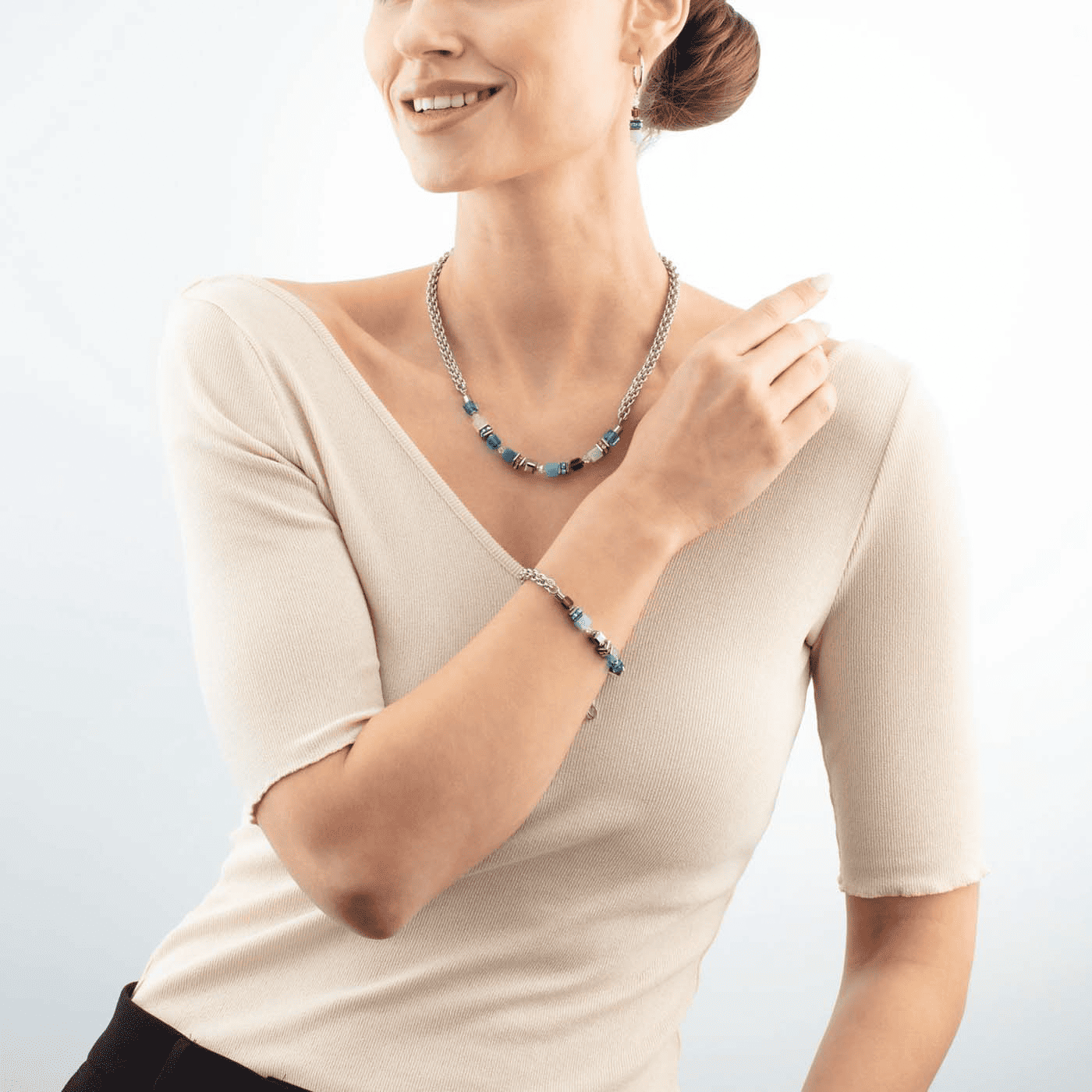 Edelsteinkette Edelstahl GeoCUBE® Edelsteinkette Edelstahl GeoCUBE®