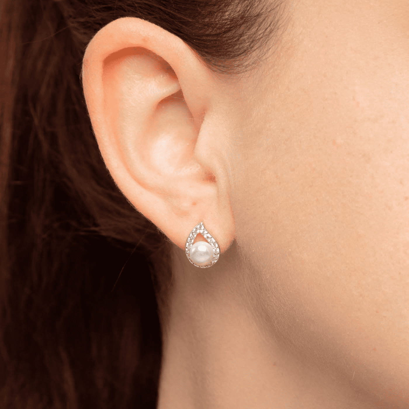 Perlenohrringe Zirkonia 925er Silber Süßwasser-Zuchtperle