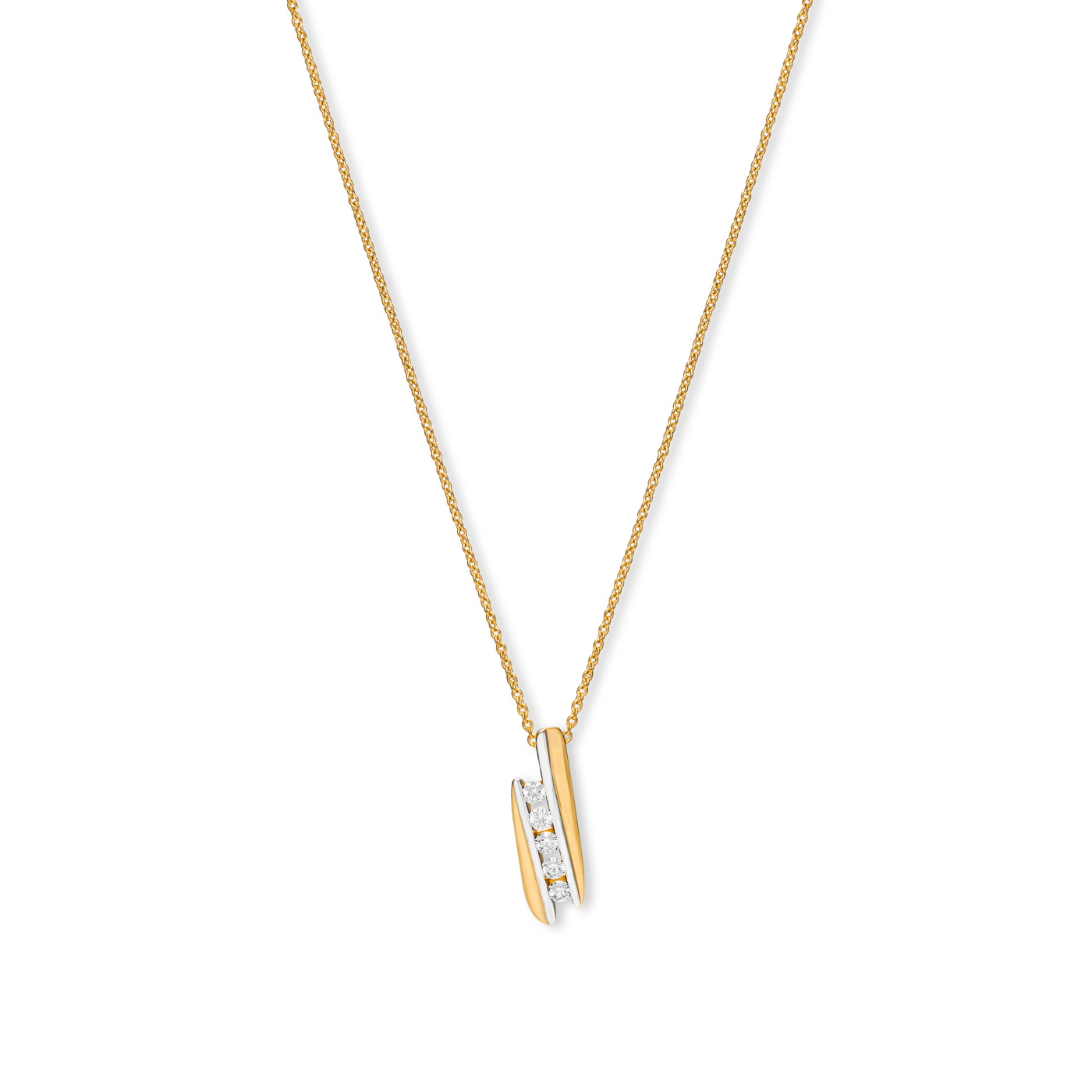 Kette Diamant zus. ca. 0,15 ct. 375er Gelbgold rhod. Linnea Kette Diamant zus. ca. 0,15 ct. 375er Gelbgold rhod. Linnea