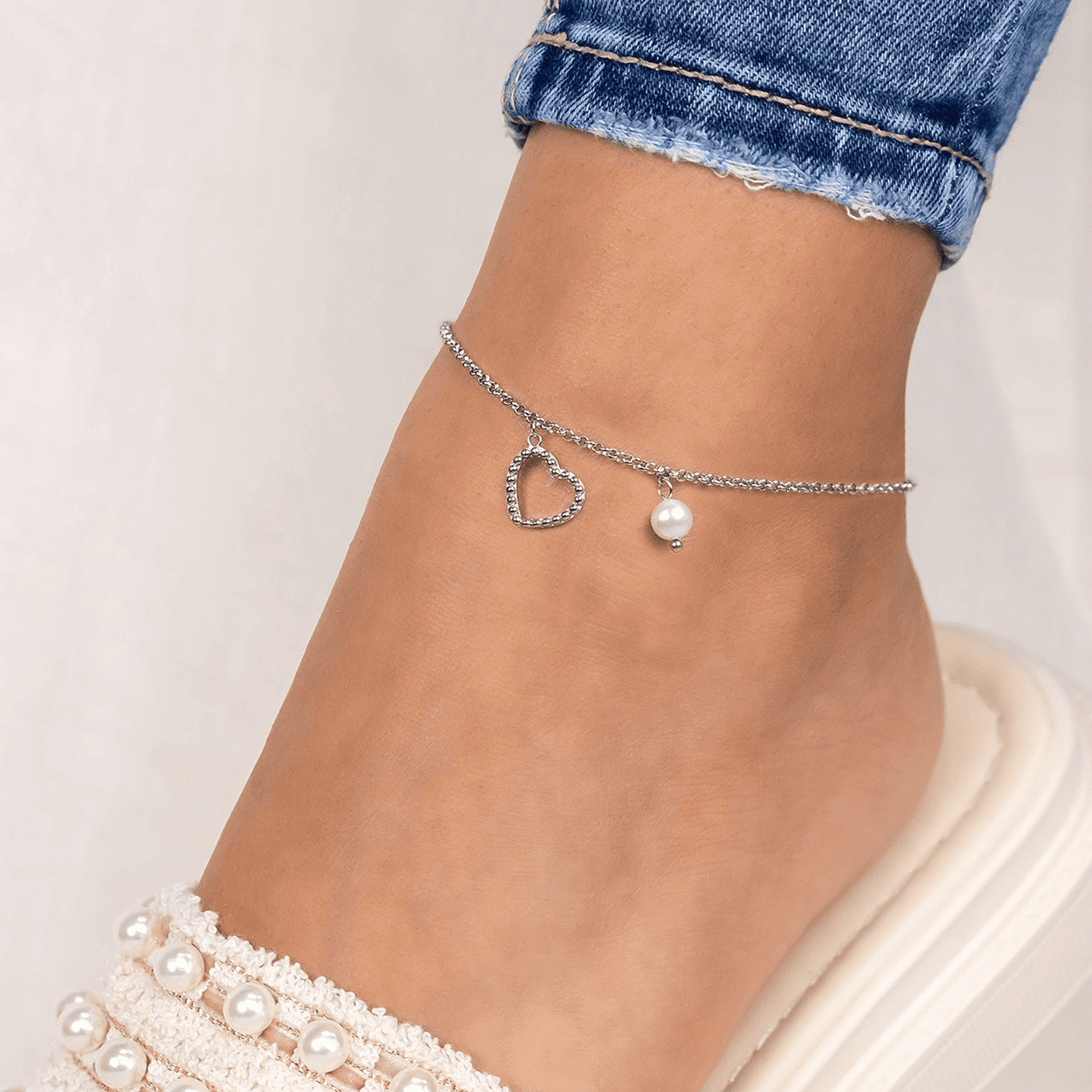 Fußkette 925er Silber Herz Fußkette 925er Silber Herz