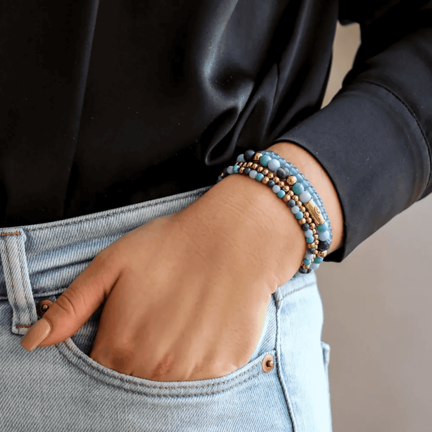 Armband Edelstahl gelb vergoldet Winter Blues Armband Edelstahl gelb vergoldet Winter Blues