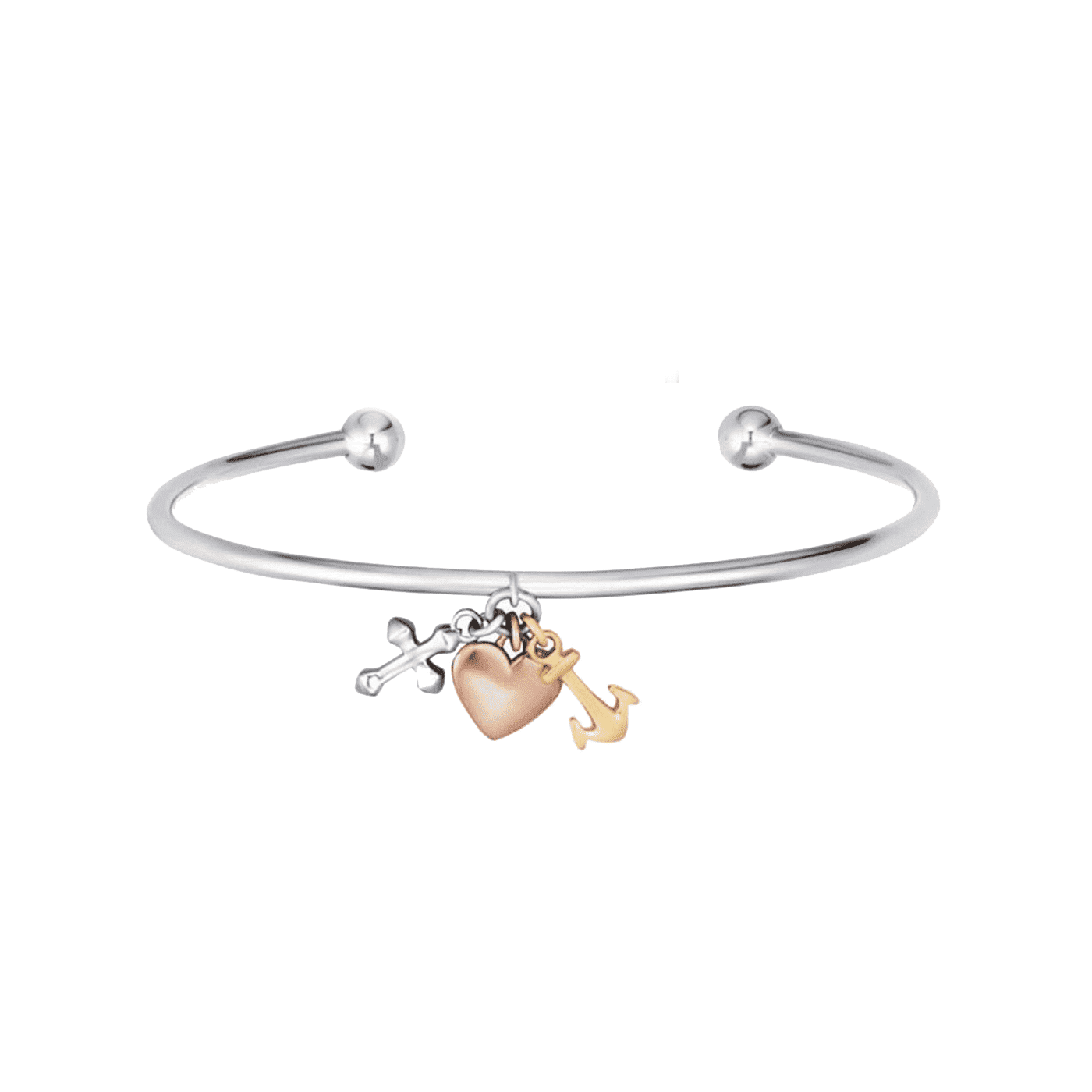 Armreif und Ohrring Set 925er Silber tricolor Glaube, Liebe & Hoffnung Armreif und Ohrring Set 925er Silber tricolor Glaube, Liebe & Hoffnung