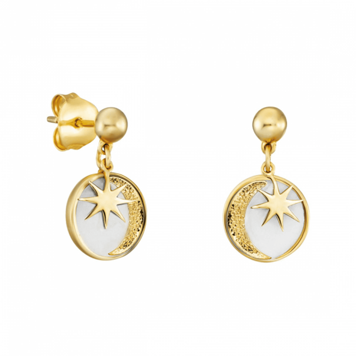 Ohrringe Emaille 925er Silber gelb vergoldet Sonne, Mond & Stern Ohrringe Emaille 925er Silber gelb vergoldet Sonne, Mond & Stern