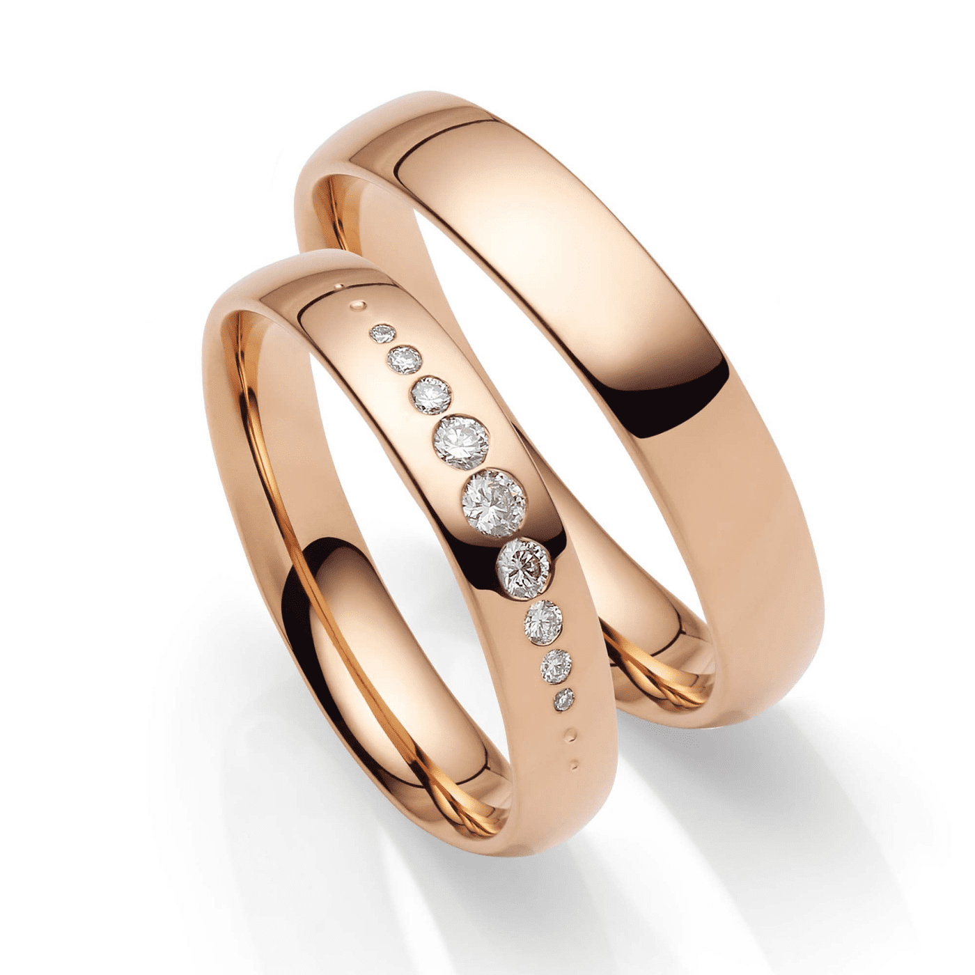 Trauring zus. ca. 0,11 ct. 585er Rotgold Verona Trauring zus. ca. 0,11 ct. 585er Rotgold Verona
