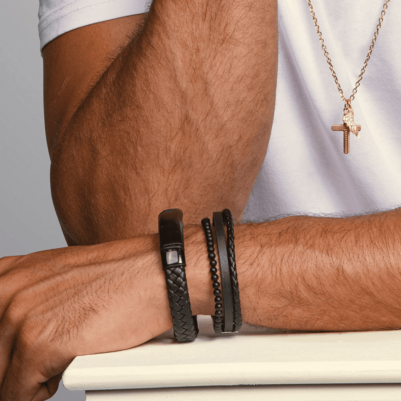 Lederarmband grau Tyler