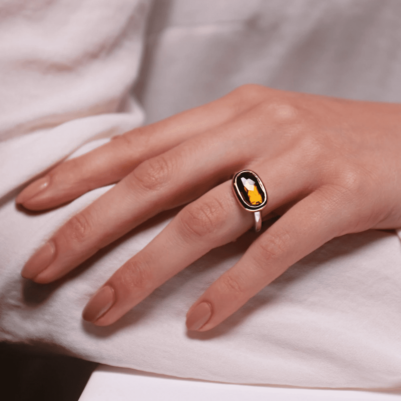 Ring Zirkonia 925er Silber bicolor Vintage Elegance