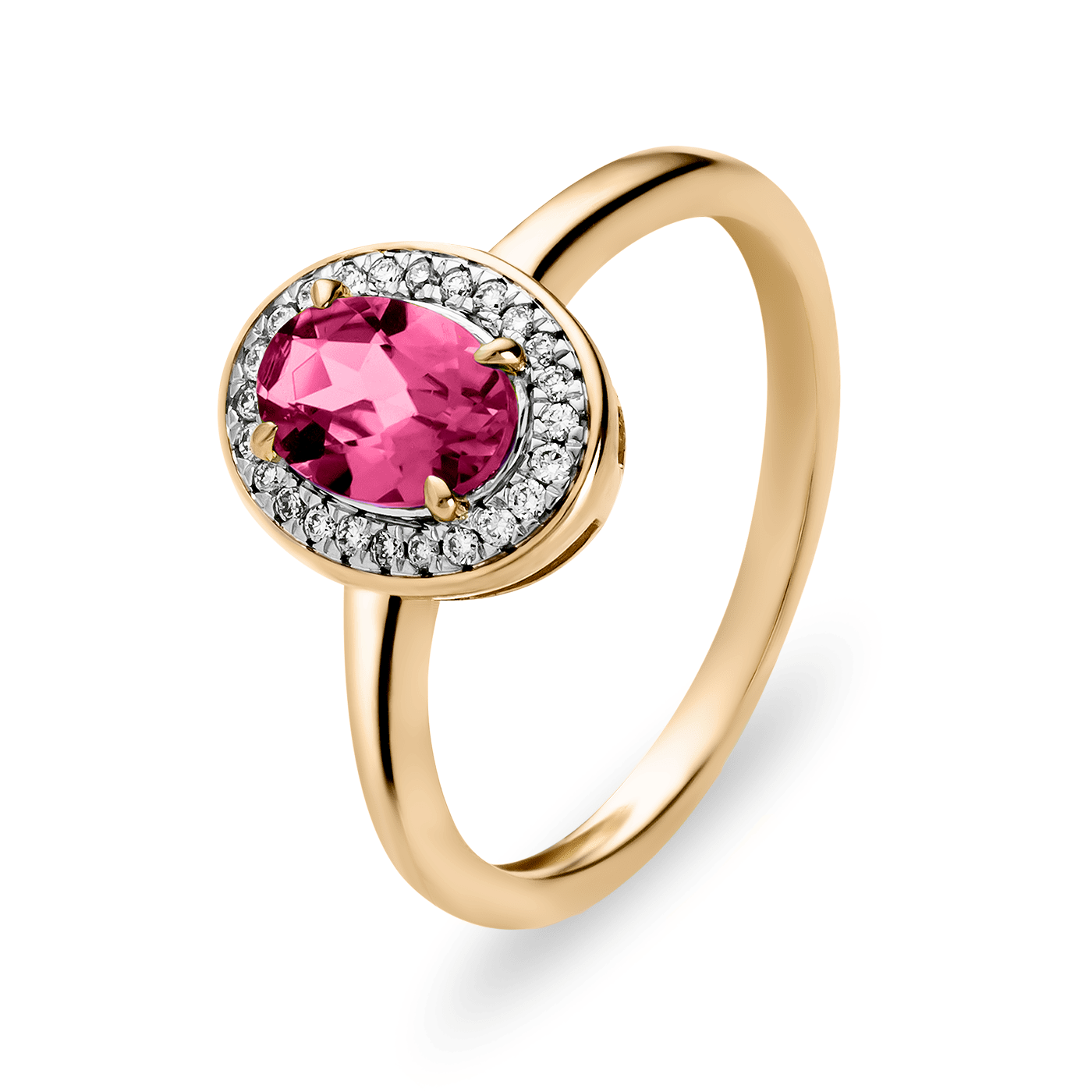 Ring Pinktopas + Diamant zus. ca. 0,08ct. 375er Gelbgold Ring Pinktopas + Diamant zus. ca. 0,08ct. 375er Gelbgold