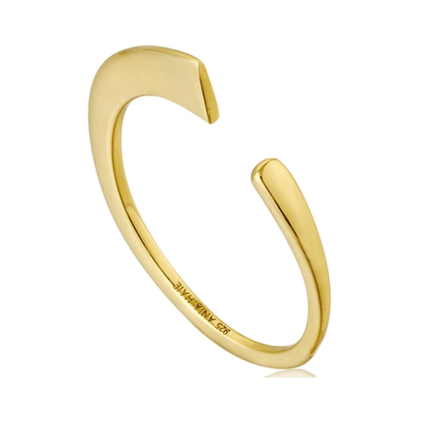 Ring 925er Silber gelb vergoldet Geometry Curved Adjustable