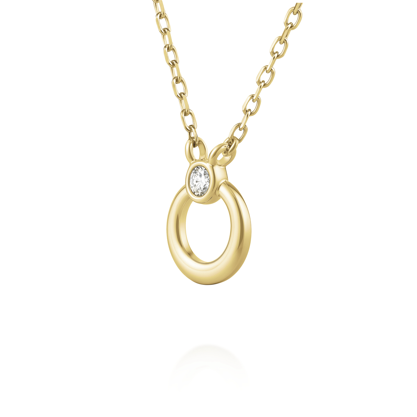 Kette syn. Diamant 0,014ct. 585er Gelbgold Open Circle