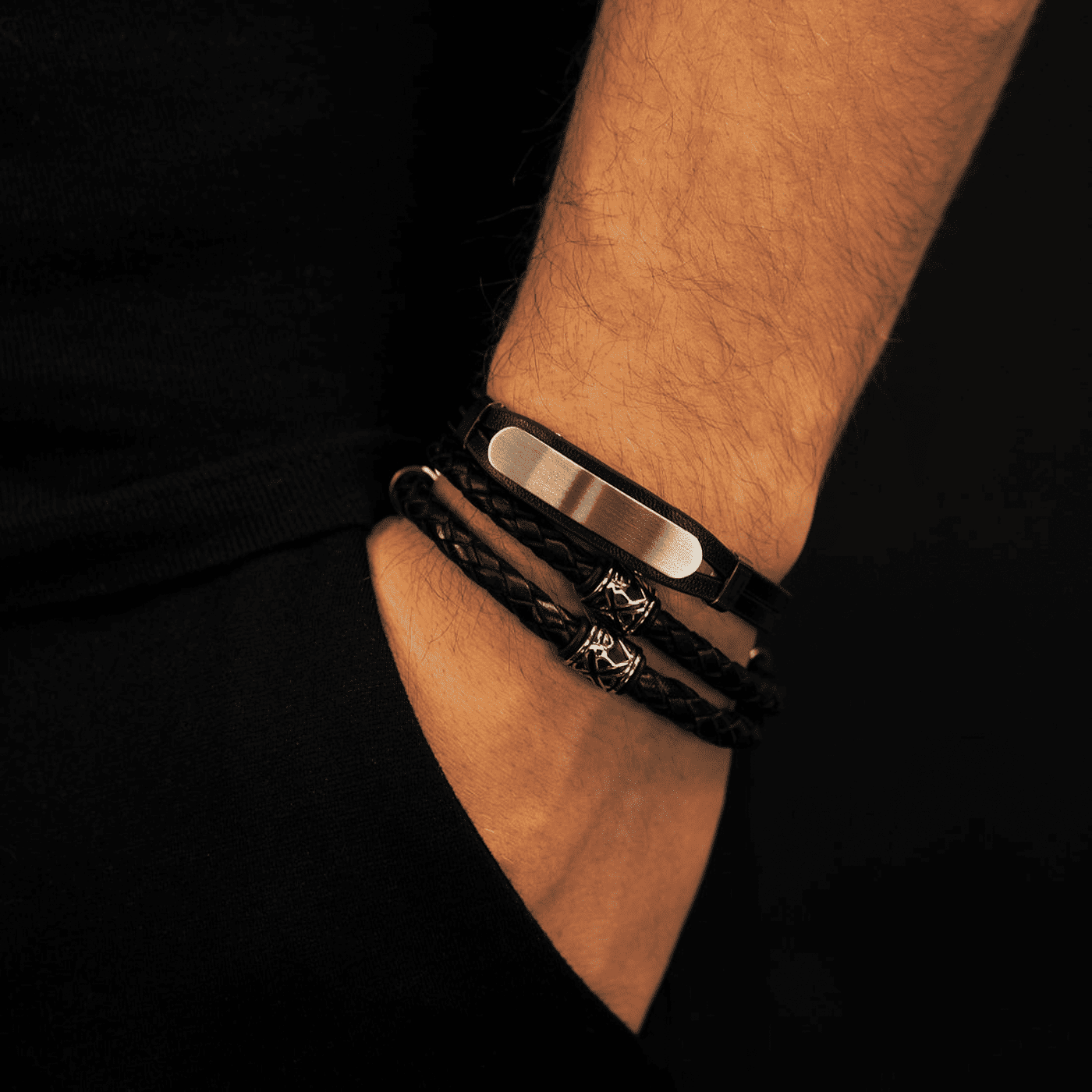 Lederarmband schwarz Dexter